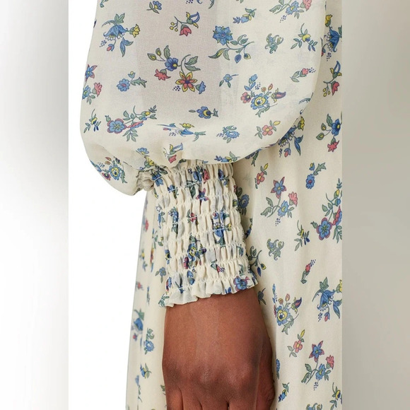 RTR Sweet Baby Jamie Floral Flowy Midi Dress Prairie Cottagecore Boho Garden SzS - Picture 4 of 13